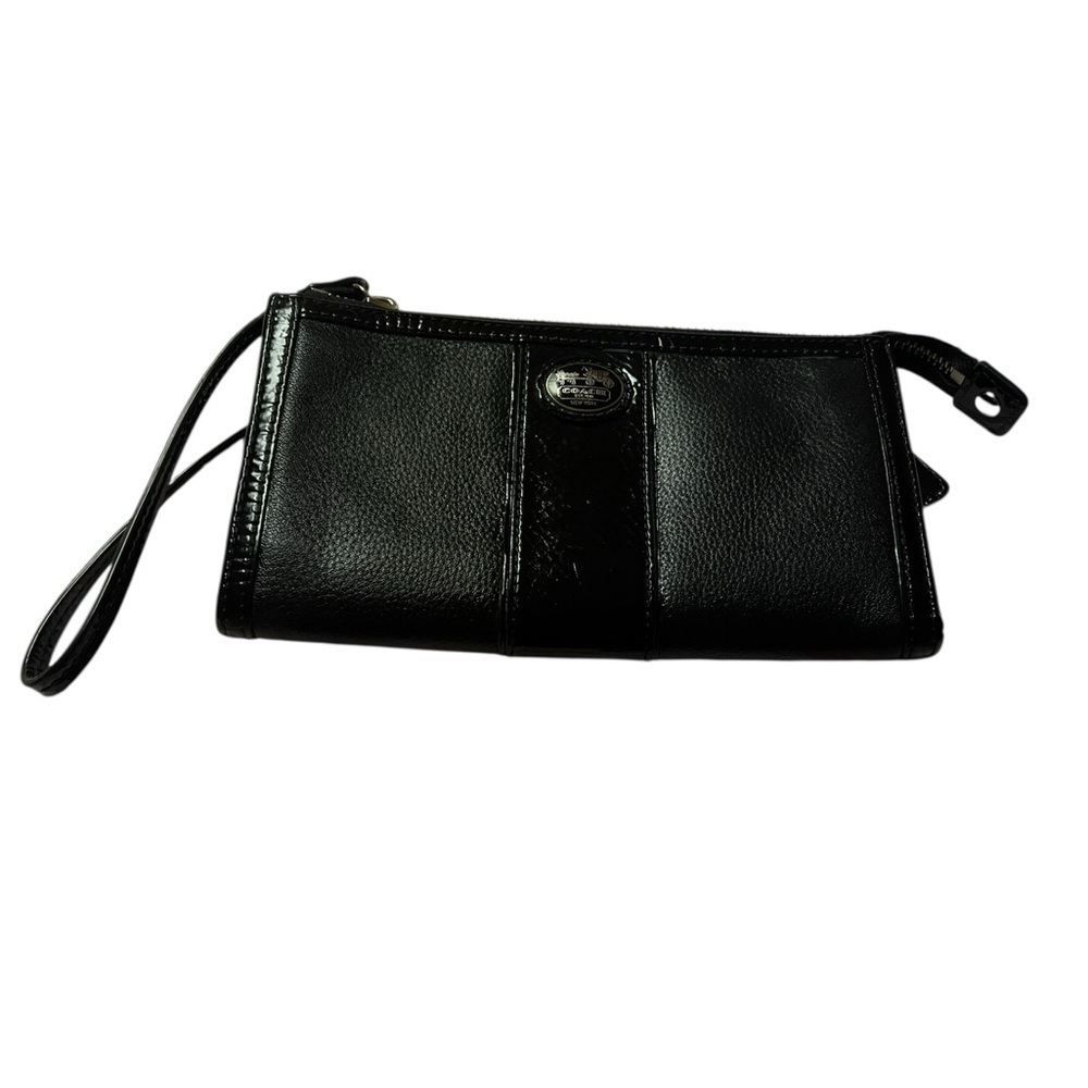 Coach Black Leather Wallet with patent leather Finish